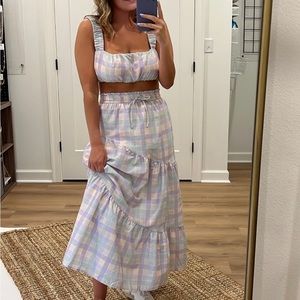 Nwt matching set elastic crop top and drawstring midi skirt size large